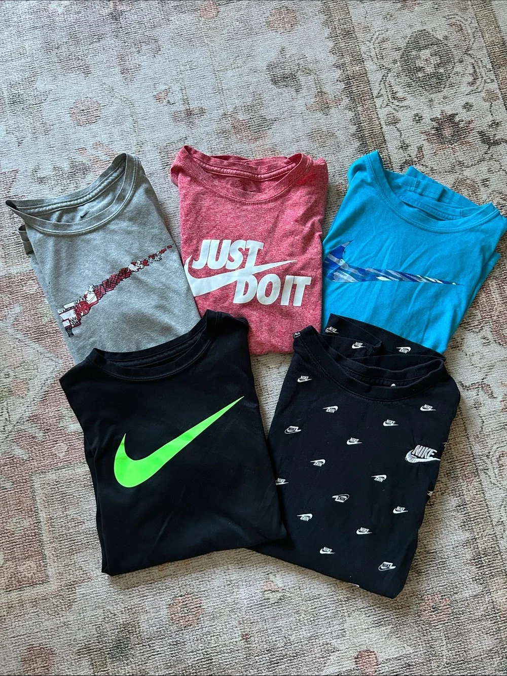 Nike Kids Short-Sleeve Logo Tee Bundle - Black, Red, Blue, Gray, Turquoise